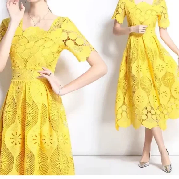 New π Lime Green Tiered Ruffled Dress - Picture 17 of 17